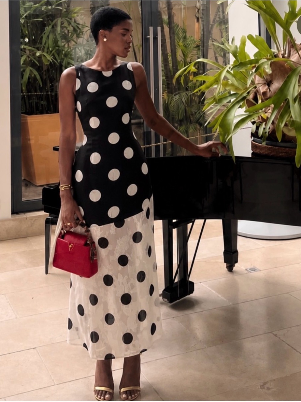 NWT PrettyLittleThing Chiffon Oversized Polka Dot Jacquard Cowl Back Maxi Dress